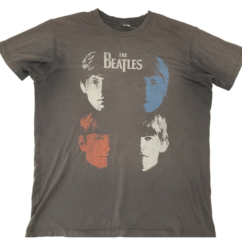 The Beatles 2008‎ Apple Corps Graphic T-Shirt Womens L Washed Black Band Tee